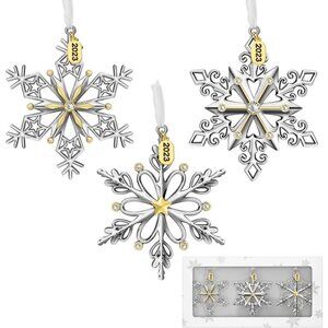 3  Pieces Metallic Snowflake Home Decoration Hanging Pendant